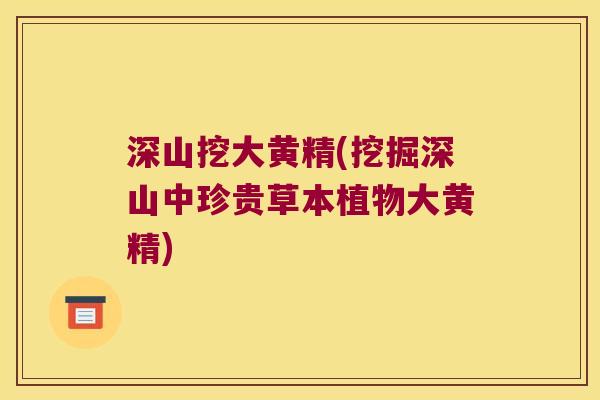 深山挖大黄精(挖掘深山中珍贵草本植物大黄精)