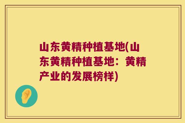 山东黄精种植基地(山东黄精种植基地：黄精产业的发展榜样)