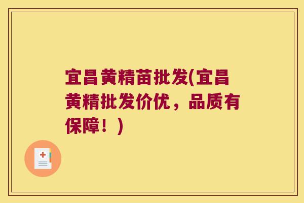 宜昌黄精苗批发(宜昌黄精批发价优，品质有保障！)