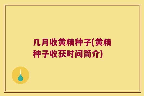 几月收黄精种子(黄精种子收获时间简介) 几月收黄精种子(黄精种子收获时间简介)