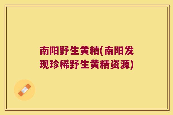 南阳野生黄精(南阳发现珍稀野生黄精资源)