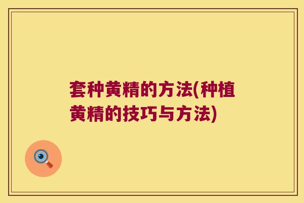 套种黄精的方法(种植黄精的技巧与方法) 套种黄精的方法(种植黄精的技巧与方法)