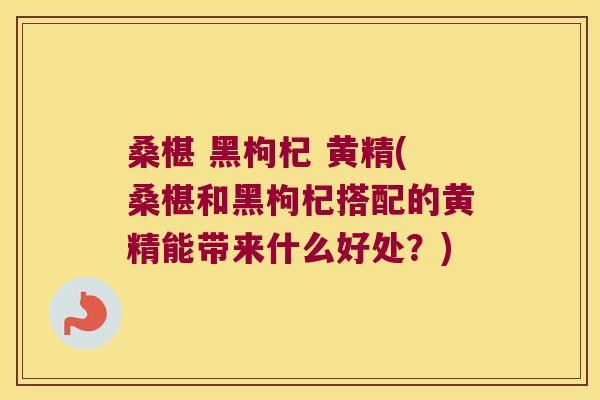 桑椹 黑枸杞 黄精(桑椹和黑枸杞搭配的黄精能带来什么好处？)