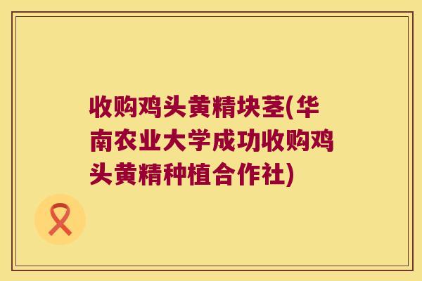 收购鸡头黄精块茎(华南农业大学成功收购鸡头黄精种植合作社) 收购鸡头黄精块茎(华南农业大学成功收购鸡头黄精种植合作社)