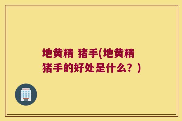 地黄精 猪手(地黄精猪手的好处是什么？)