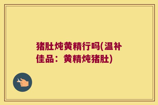 猪肚炖黄精行吗(温补佳品:黄精炖猪肚) 猪肚炖黄精行吗(温补佳品:黄精炖猪肚)