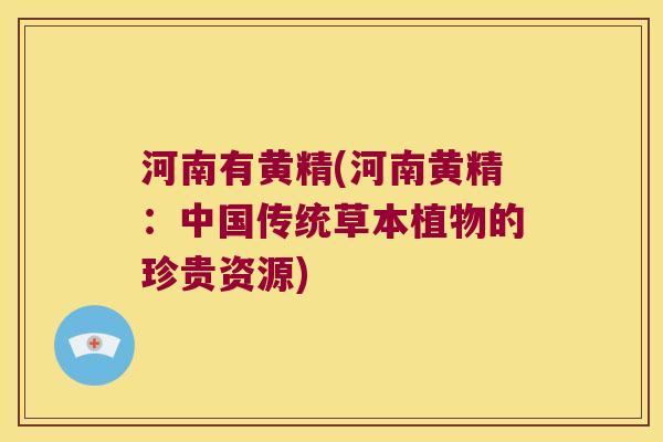 河南有黄精(河南黄精：中国传统草本植物的珍贵资源)