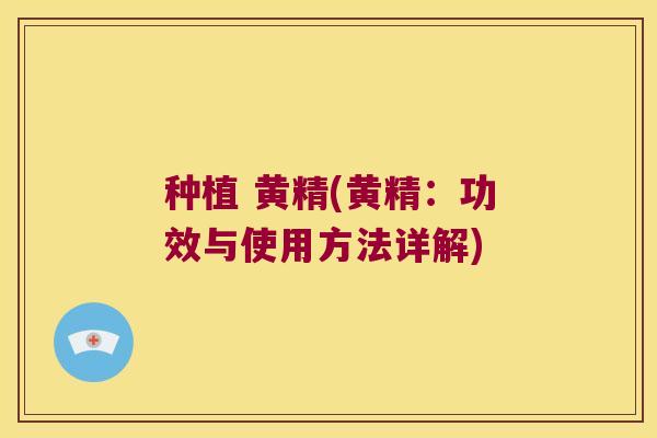 种植 黄精(黄精：功效与使用方法详解)