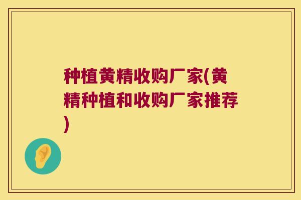 种植黄精收购厂家(黄精种植和收购厂家推荐)