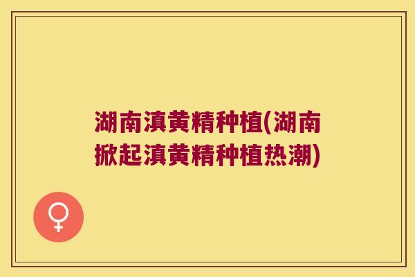 湖南滇黄精种植(湖南掀起滇黄精种植热潮)
