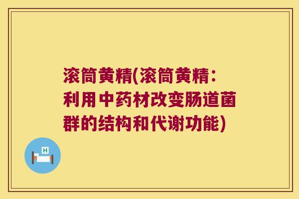 滚筒黄精(滚筒黄精:利用材改变肠道菌群的结构和代谢功能) 滚筒黄精(滚筒黄精:利用材改变肠道菌群的结构和代谢功能)