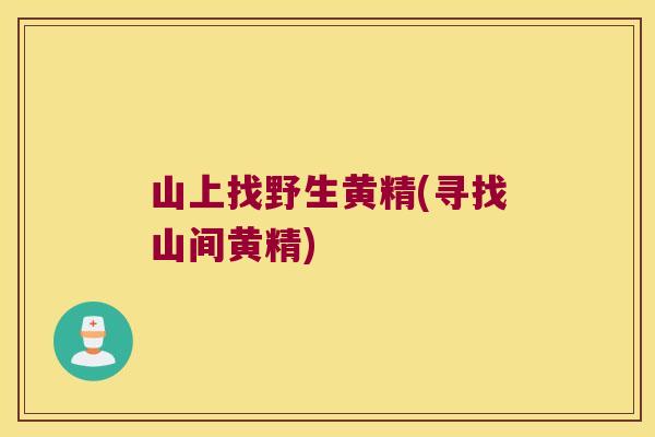 山上找野生黄精(寻找山间黄精) 山上找野生黄精(寻找山间黄精)