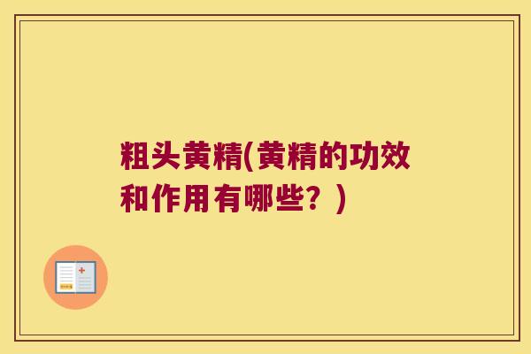 粗头黄精(黄精的功效和作用有哪些？)