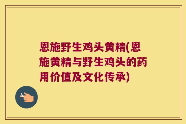 恩施野生鸡头黄精(恩施黄精与野生鸡头的药用价值及文化传承)