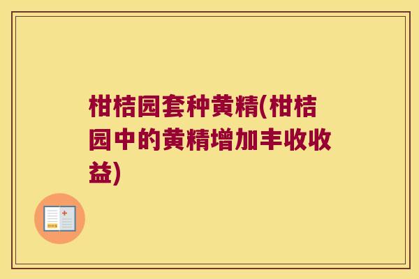 柑桔园套种黄精(柑桔园中的黄精增加丰收收益)