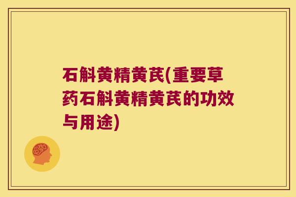石斛黄精黄芪(重要草药石斛黄精黄芪的功效与用途) 石斛黄精黄芪(重要草药石斛黄精黄芪的功效与用途)