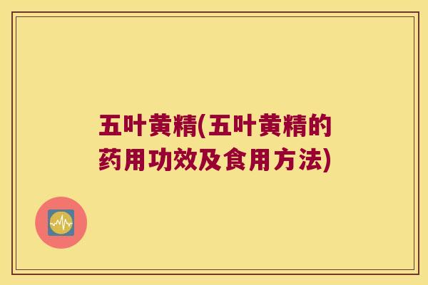五叶黄精(五叶黄精的药用功效及食用方法)