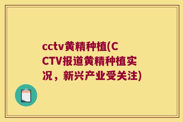 cctv黄精种植(CCTV报道黄精种植实况，新兴产业受关注)