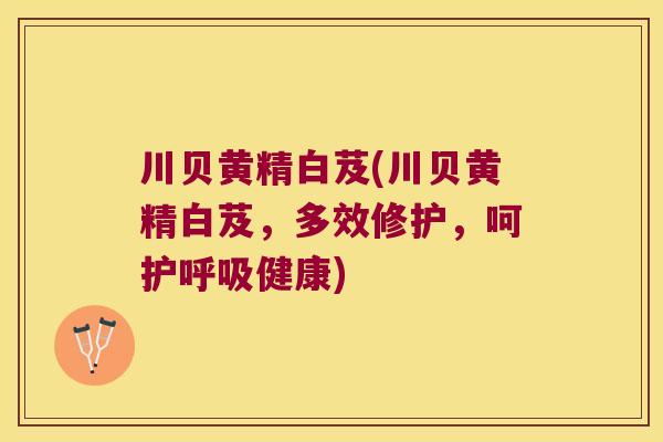 川贝黄精白芨(川贝黄精白芨，多效修护，呵护健康)