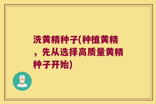洗黄精种子(种植黄精，先从选择高质量黄精种子开始)