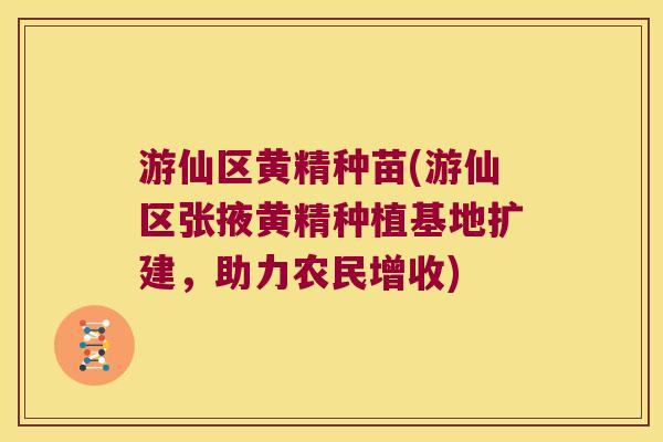游仙区黄精种苗(游仙区张掖黄精种植基地扩建，助力农民增收)
