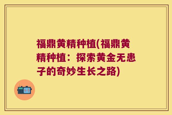 福鼎黄精种植(福鼎黄精种植：探索黄金无患子的奇妙生长之路)