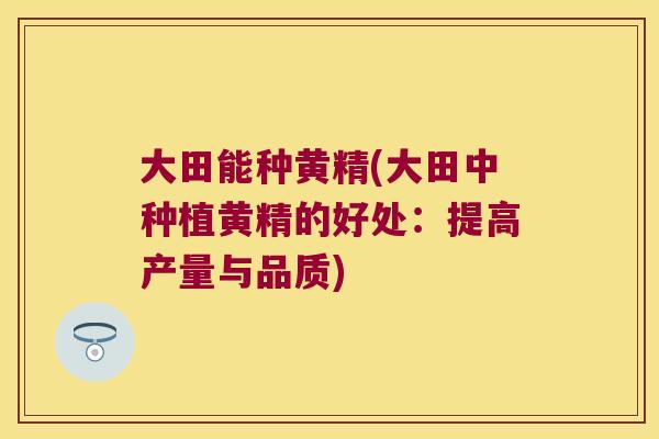 大田能种黄精(大田中种植黄精的好处:提高产量与品质) 大田能种黄精(大田中种植黄精的好处:提高产量与品质)