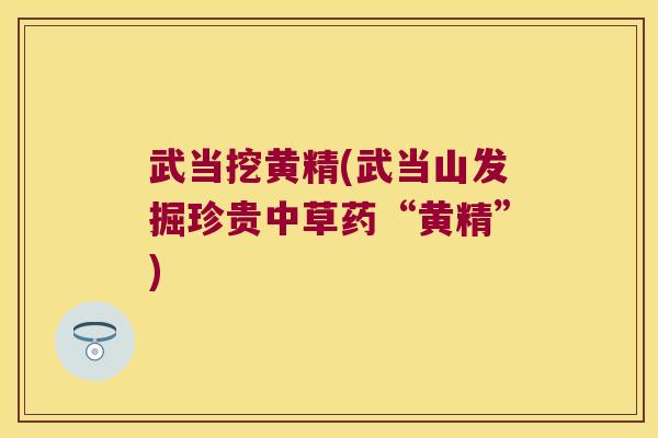 武当挖黄精(武当山发掘珍贵中草药“黄精”)