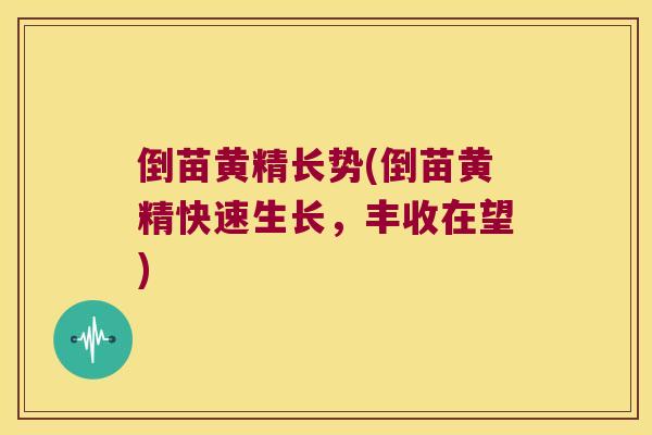 倒苗黄精长势(倒苗黄精快速生长，丰收在望)