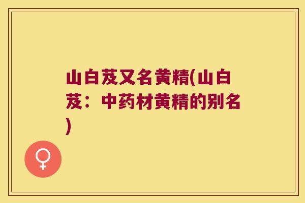 山白芨又名黄精(山白芨:材黄精的别名) 山白芨又名黄精(山白芨:材黄精的别名)