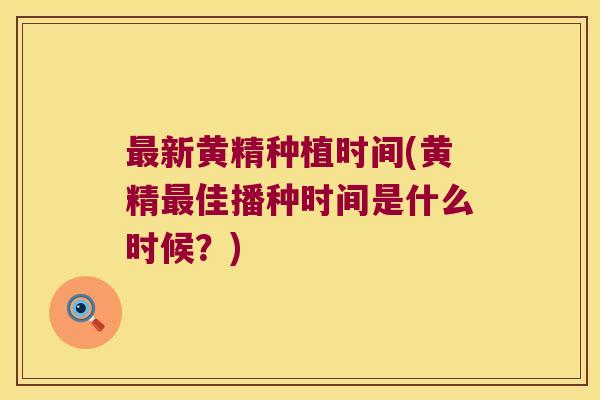 新黄精种植时间(黄精佳播种时间是什么时候?) 新黄精种植时间(黄精佳播种时间是什么时候?)