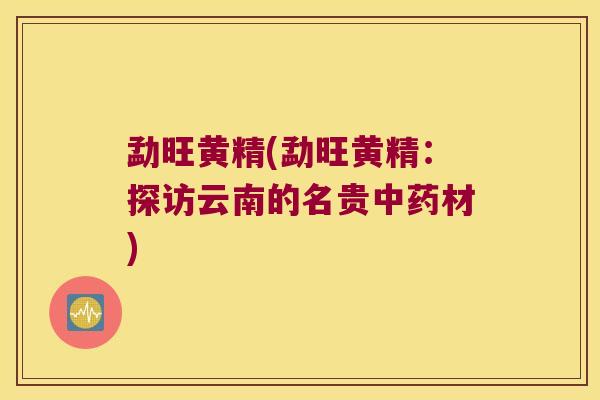 勐旺黄精(勐旺黄精：探访云南的名贵材)