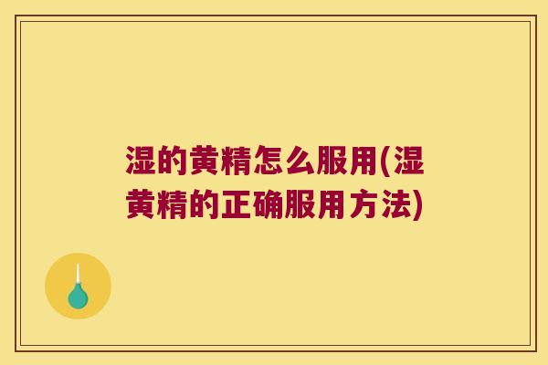 湿的黄精怎么服用(湿黄精的正确服用方法)
