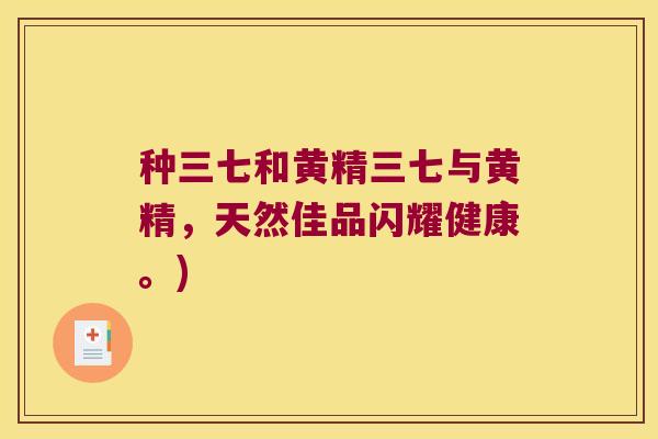 种三七和黄精三七与黄精，天然佳品闪耀健康。)