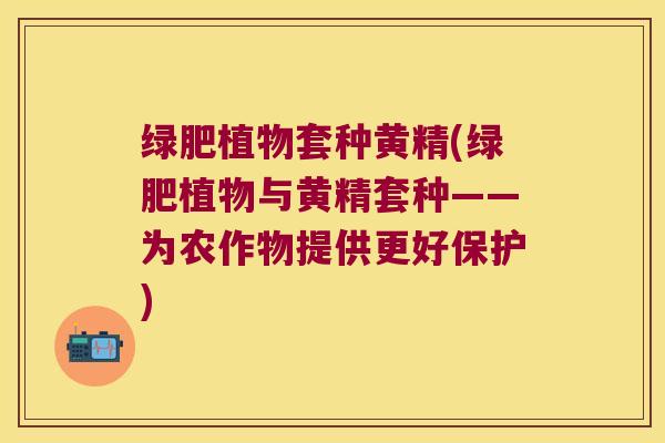 绿肥植物套种黄精(绿肥植物与黄精套种——为农作物提供更好保护)