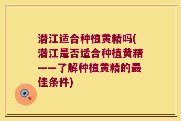 潜江适合种植黄精吗(潜江是否适合种植黄精——了解种植黄精的佳条件)
