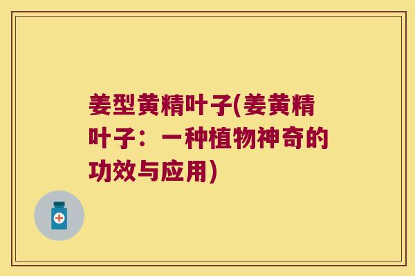 姜型黄精叶子(姜黄精叶子:一种植物神奇的功效与应用) 姜型黄精叶子(姜黄精叶子:一种植物神奇的功效与应用)