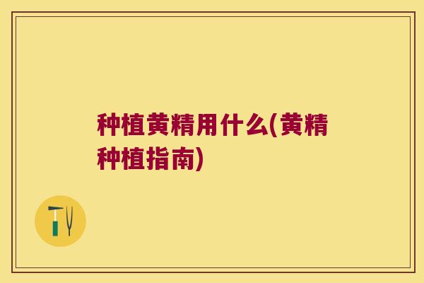 种植黄精用什么(黄精种植指南)