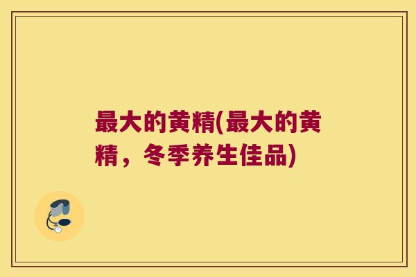 大的黄精(大的黄精，冬季养生佳品)