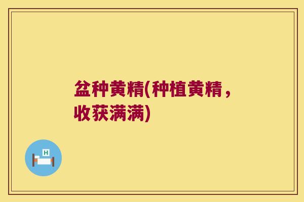 盆种黄精(种植黄精，收获满满)