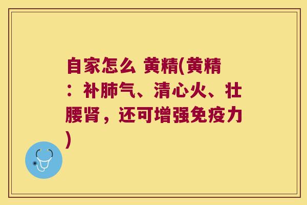 自家怎么 黄精(黄精：、清心火、壮腰，还可增强力)