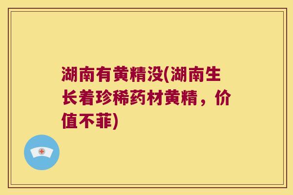 湖南有黄精没(湖南生长着珍稀药材黄精,价值不菲) 湖南有黄精没(湖南生长着珍稀药材黄精,价值不菲)