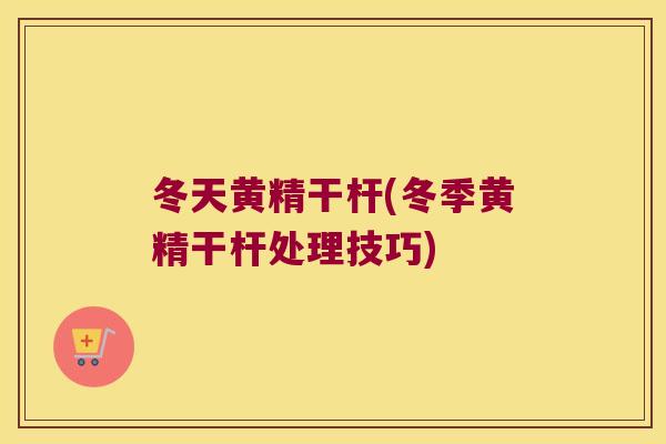 冬天黄精干杆(冬季黄精干杆处理技巧)