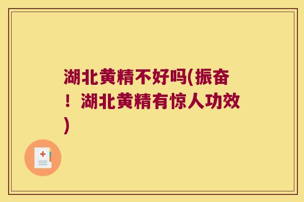 湖北黄精不好吗(振奋!湖北黄精有惊人功效) 湖北黄精不好吗(振奋!湖北黄精有惊人功效)