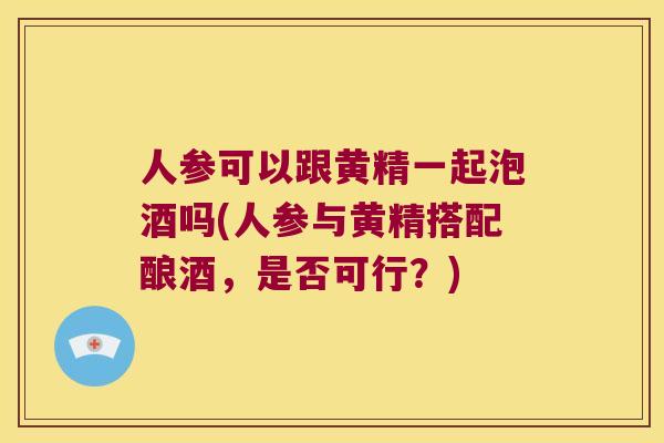 人参可以跟黄精一起泡酒吗(人参与黄精搭配酿酒，是否可行？)