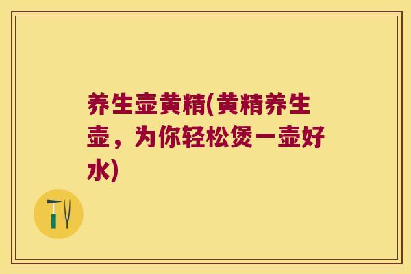 养生壶黄精(黄精养生壶，为你轻松煲一壶好水)