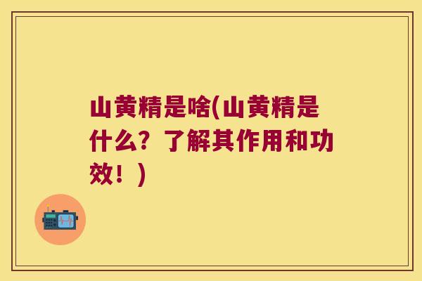 山黄精是啥(山黄精是什么?了解其作用和功效!) 山黄精是啥(山黄精是什么?了解其作用和功效!)