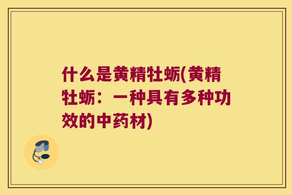 什么是黄精牡蛎(黄精牡蛎：一种具有多种功效的材)