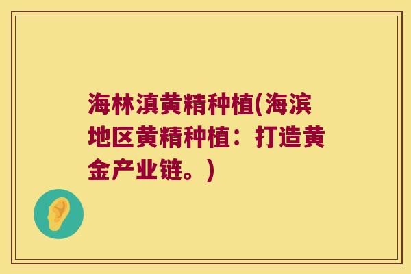 海林滇黄精种植(海滨地区黄精种植:打造黄金产业链。) 海林滇黄精种植(海滨地区黄精种植:打造黄金产业链。)