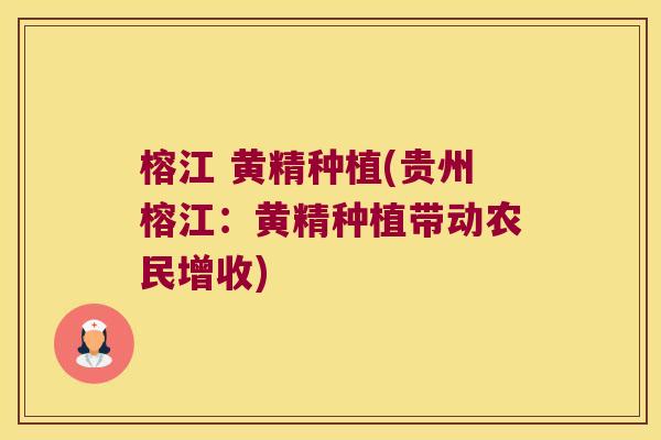 榕江 黄精种植(贵州榕江:黄精种植带动农民增收) 榕江 黄精种植(贵州榕江:黄精种植带动农民增收)